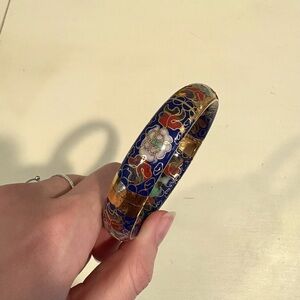 Vintage Blue and Gold Cloisonné Bangle